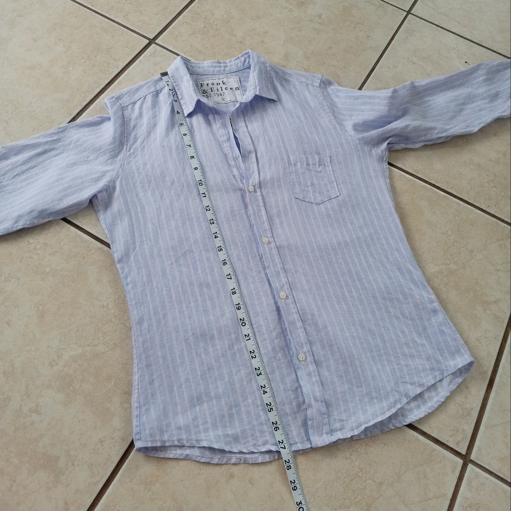 Frank & Eileen Barry Linen Blue Pink Stripe L - Picture 13 of 13